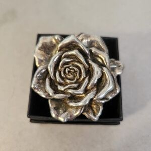 Huge Sterling Silver Big Flower Ring Size 6. Statement Piece